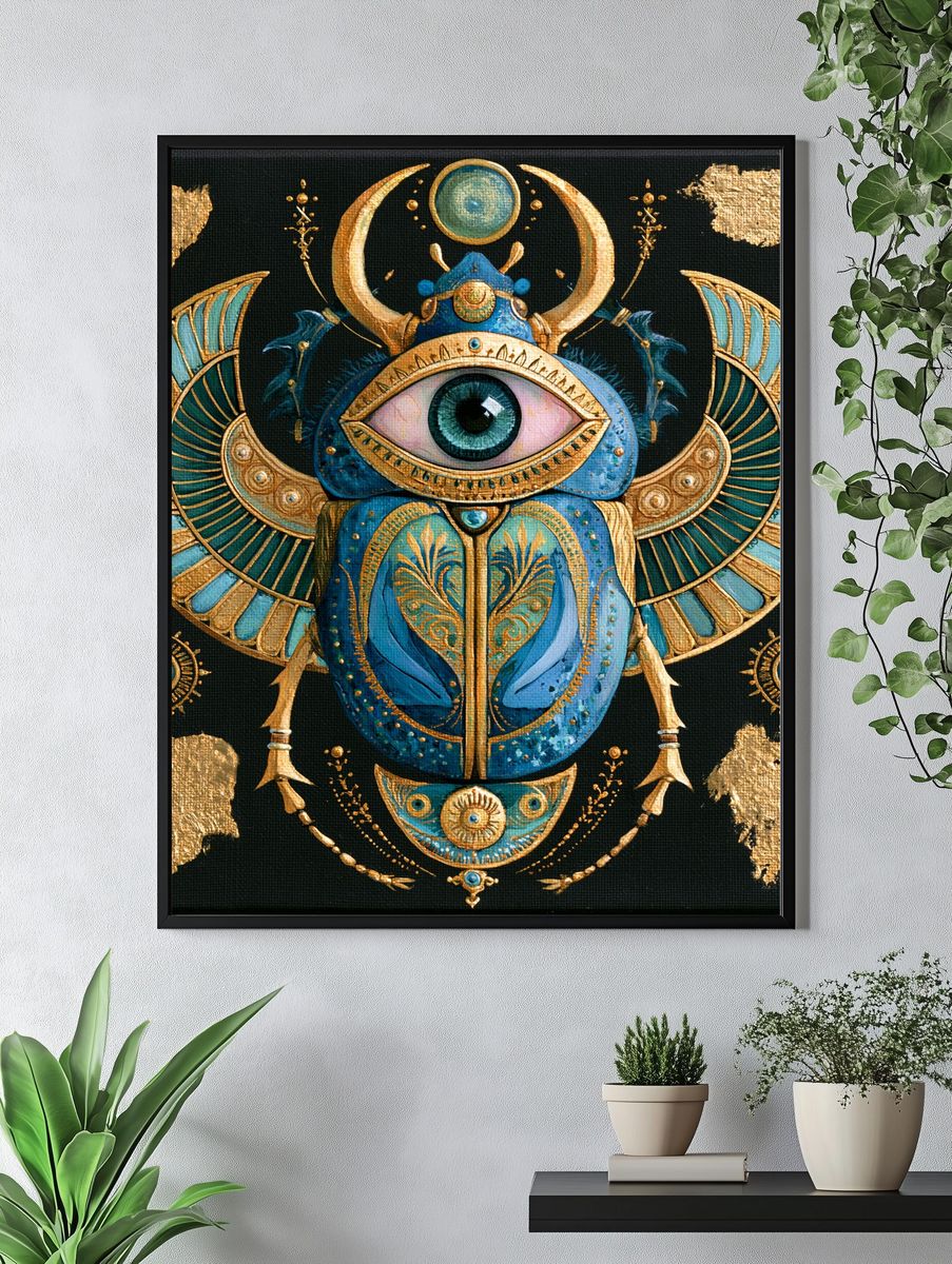 Egyptian Eye Scarab Illustration Poster. — room view 4
