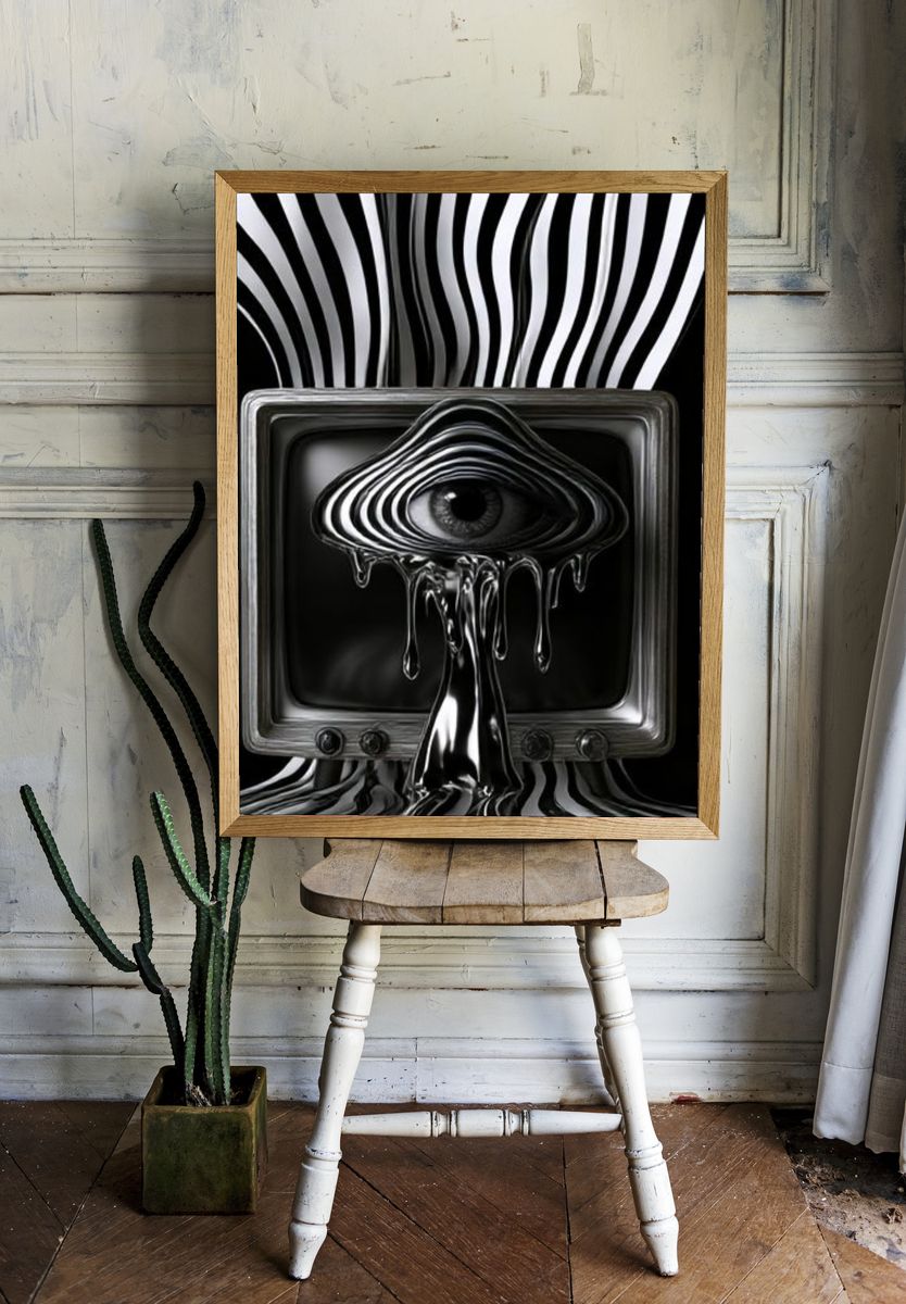 Surreal Eye Television Print. — room view 1