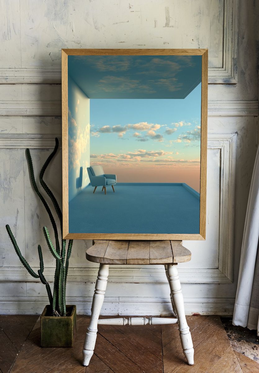Sky Terrace Minimalist Print. room preview