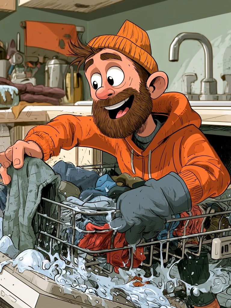 Laundry Day Cartoon Illustration Poster. poster — illustration art