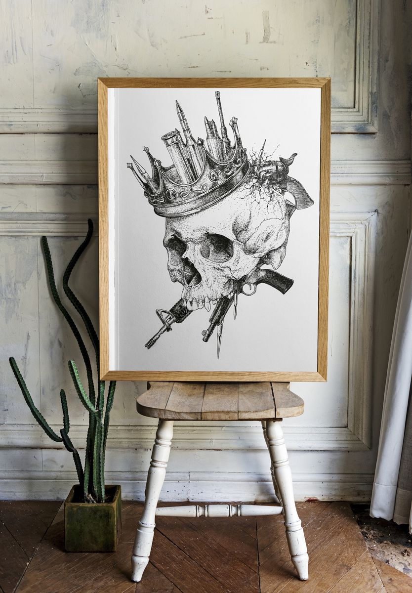 Crowned Skull Ink Poster. room preview