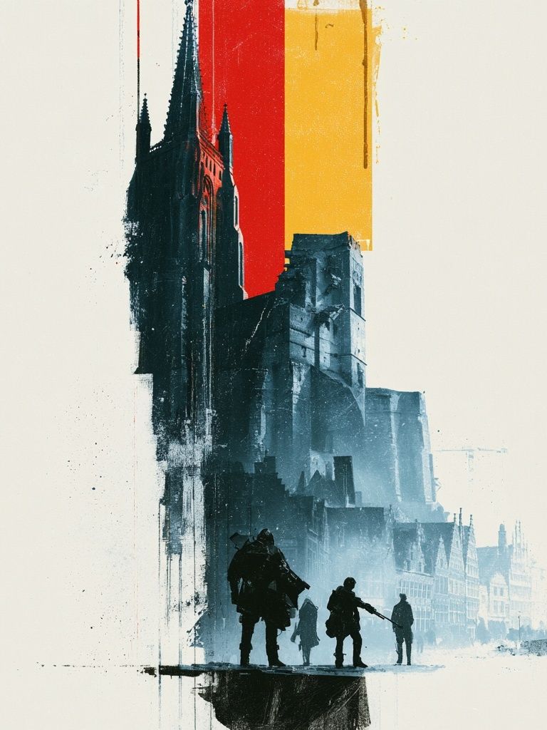 Gothic City Silhouette Illustration Poster. poster detail