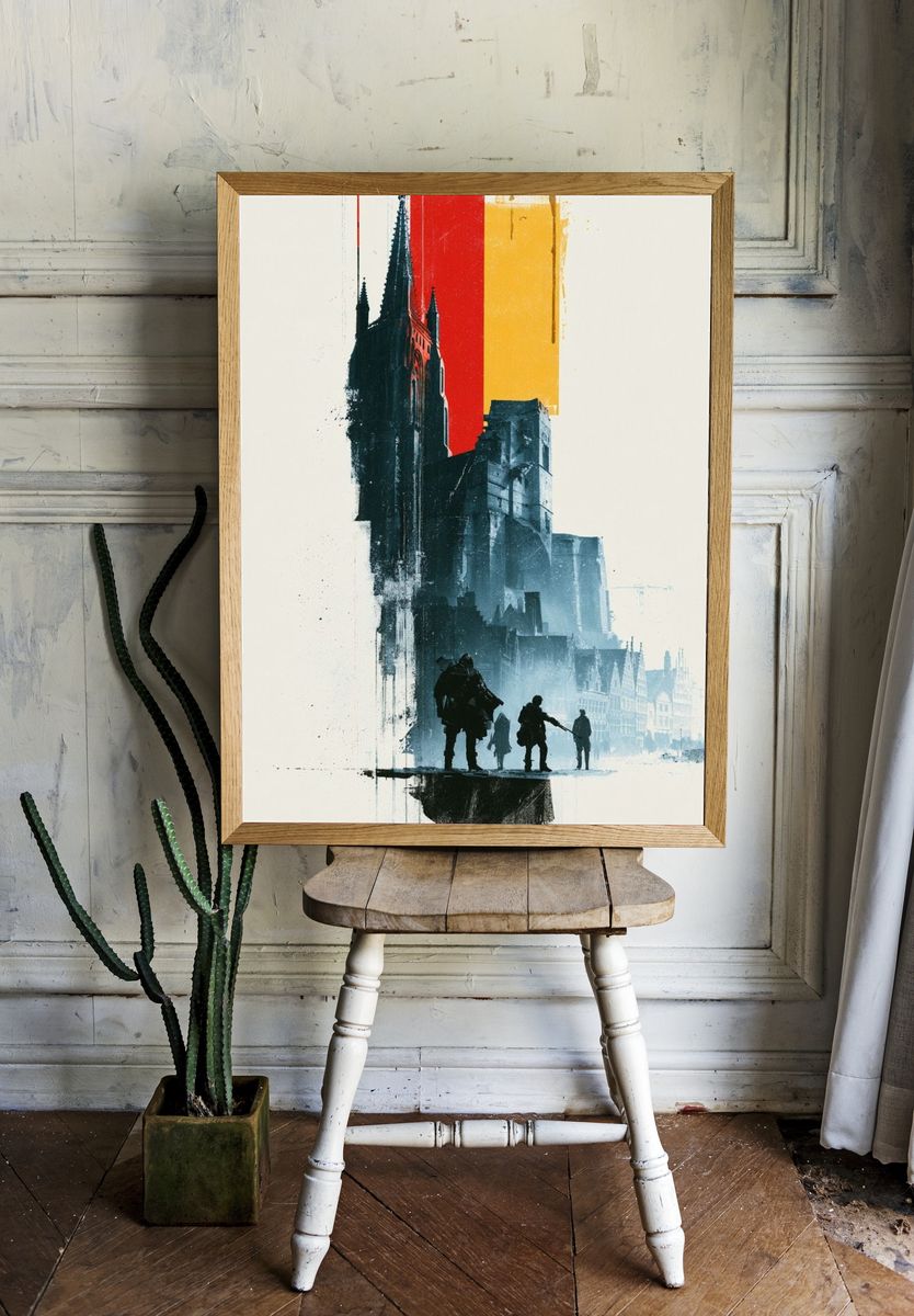 Gothic City Silhouette Illustration Poster. — room view 1