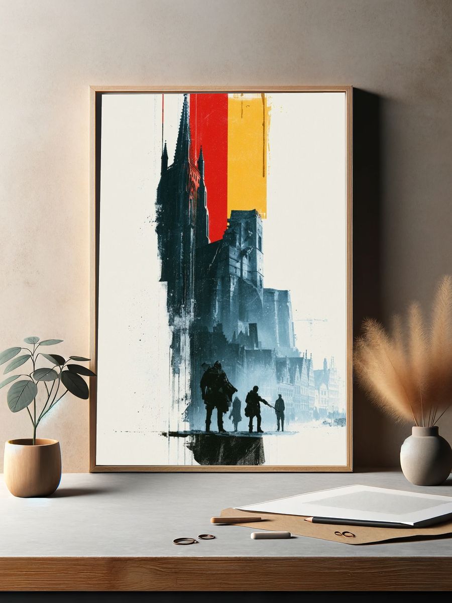 Gothic City Silhouette Illustration Poster. — room view 2