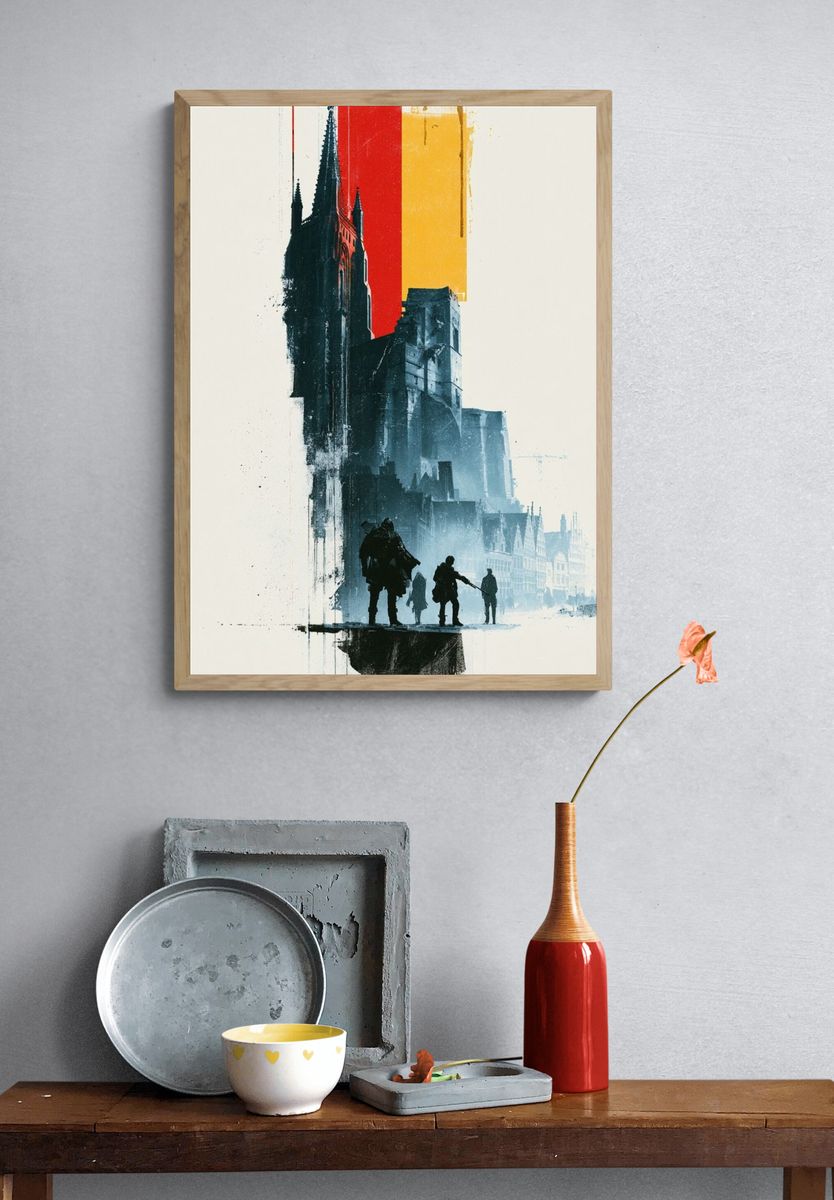 Gothic City Silhouette Illustration Poster. — room view 3
