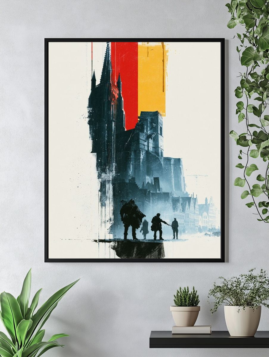 Gothic City Silhouette Illustration Poster. — room view 4