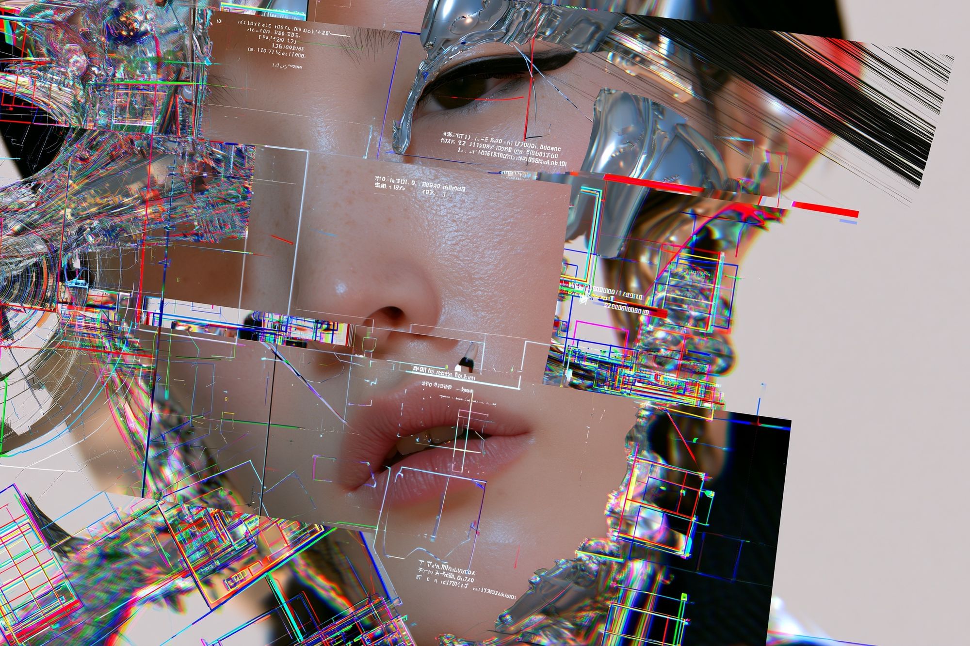 Glitch Portrait Digital Art Poster. poster detail