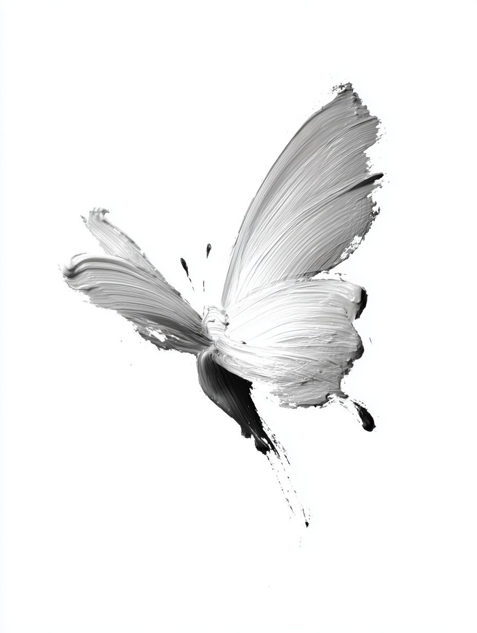 Monochrome Butterfly Ink Poster. poster detail