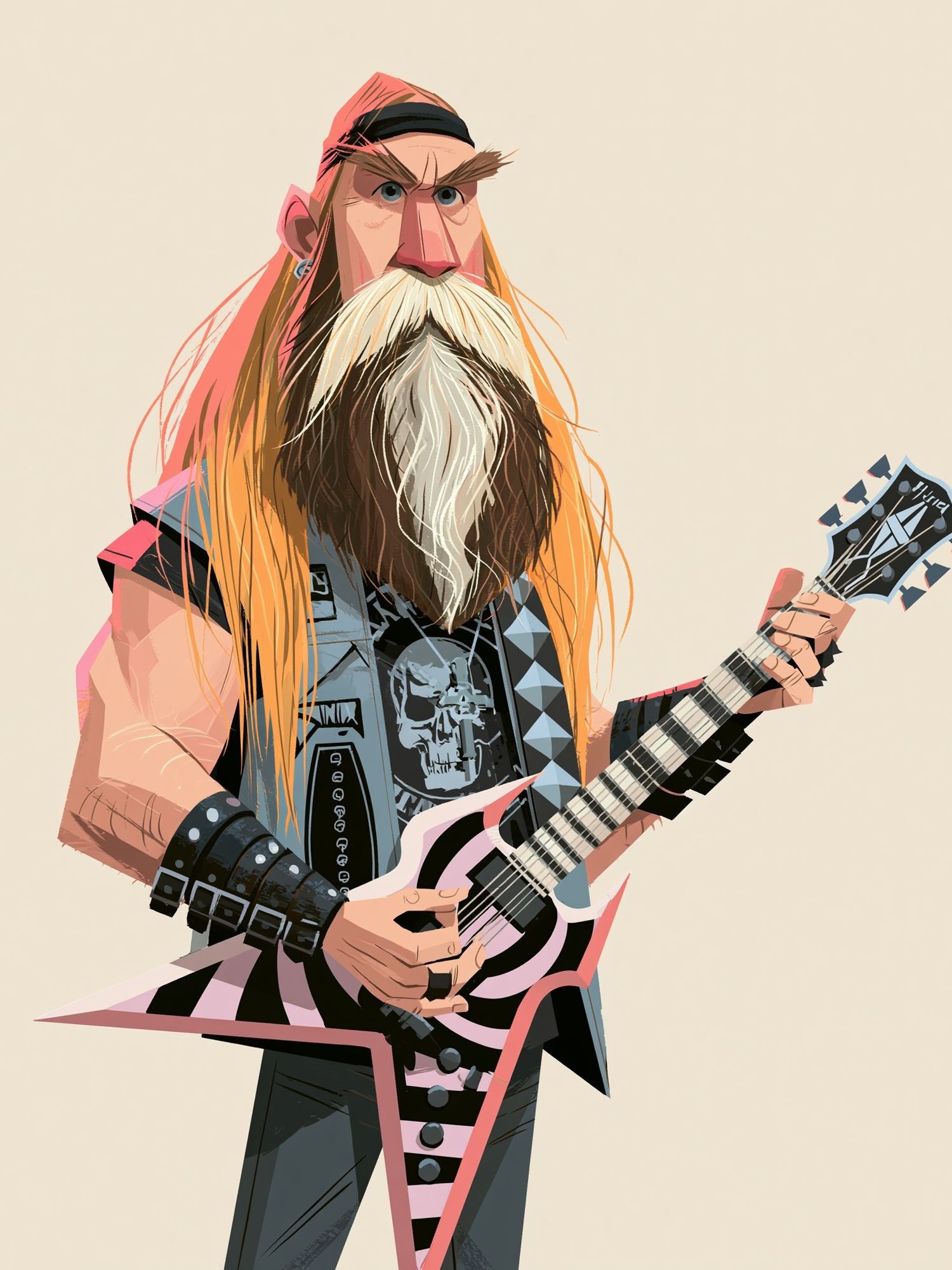 Heavy Metal Guitarist Illustration Poster. poster detail