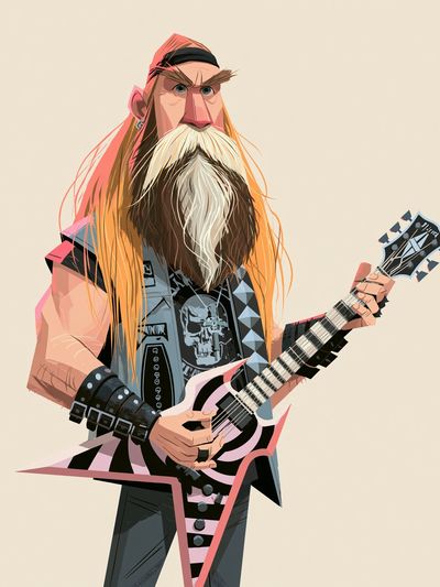 Heavy Metal Guitarist Illustration Poster. poster