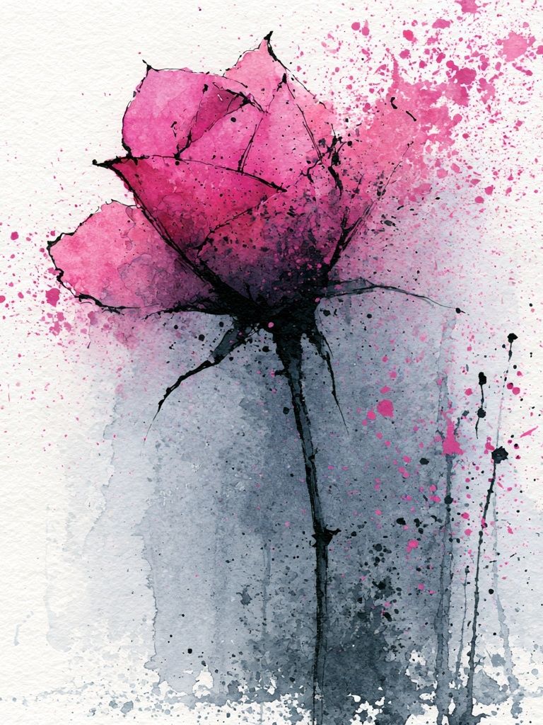 Pink Watercolor Flower Print. poster detail