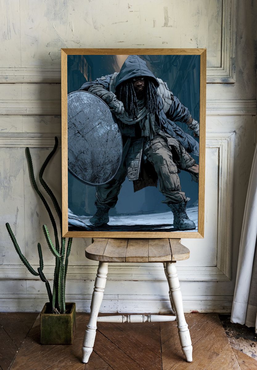 Armored Warrior Digital Art Poster. room preview