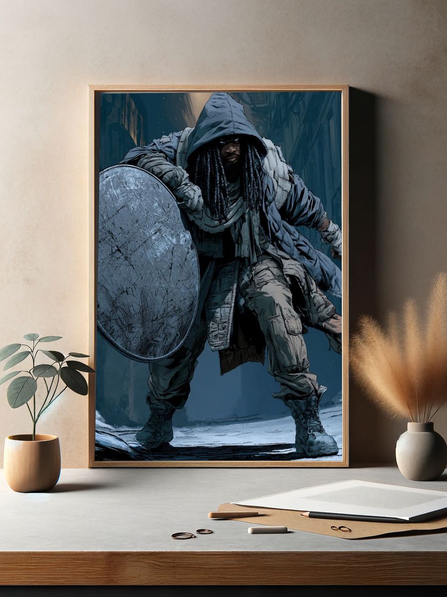 Armored Warrior Digital Art Poster. — room view 2
