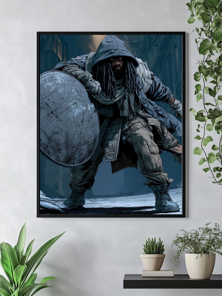 Armored Warrior Digital Art Poster. — room view 4