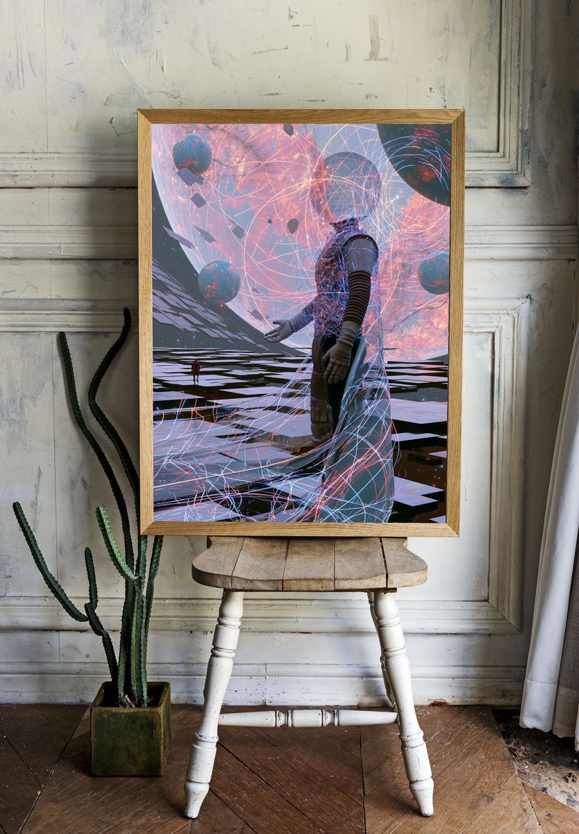Cosmic Figure Surrealism Poster. room preview