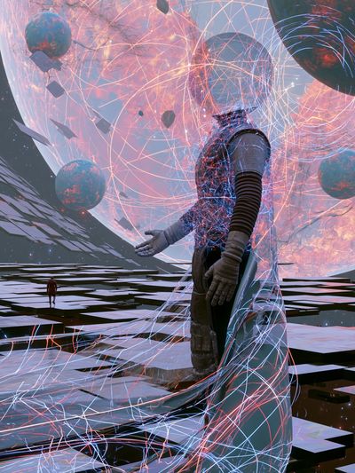 Cosmic Figure Surrealism Poster. poster