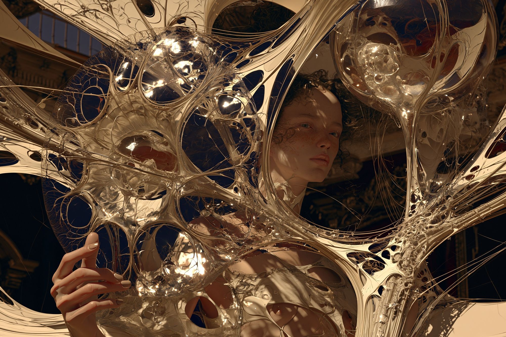 Surreal Metallic Portrait Print. poster detail