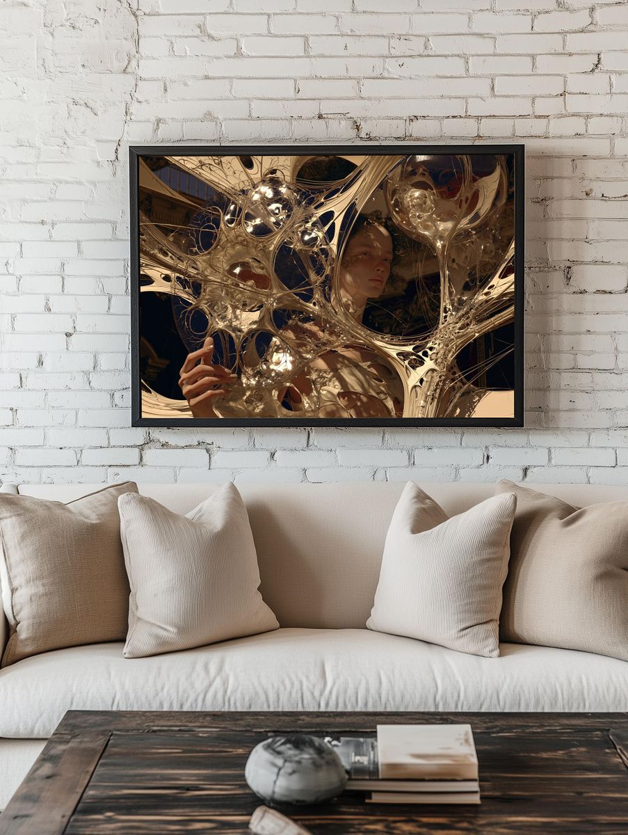 Surreal Metallic Portrait Print. — room view 1