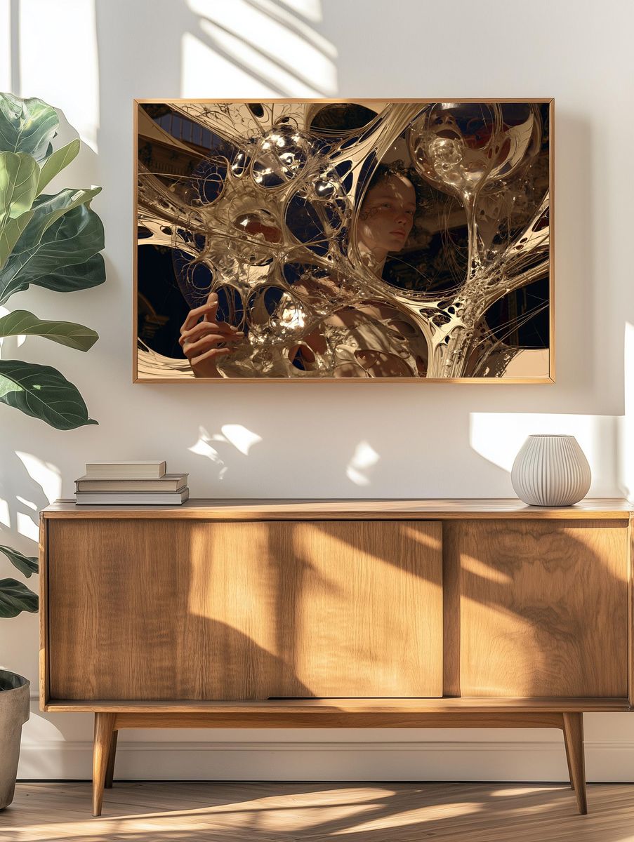 Surreal Metallic Portrait Print. — room view 3