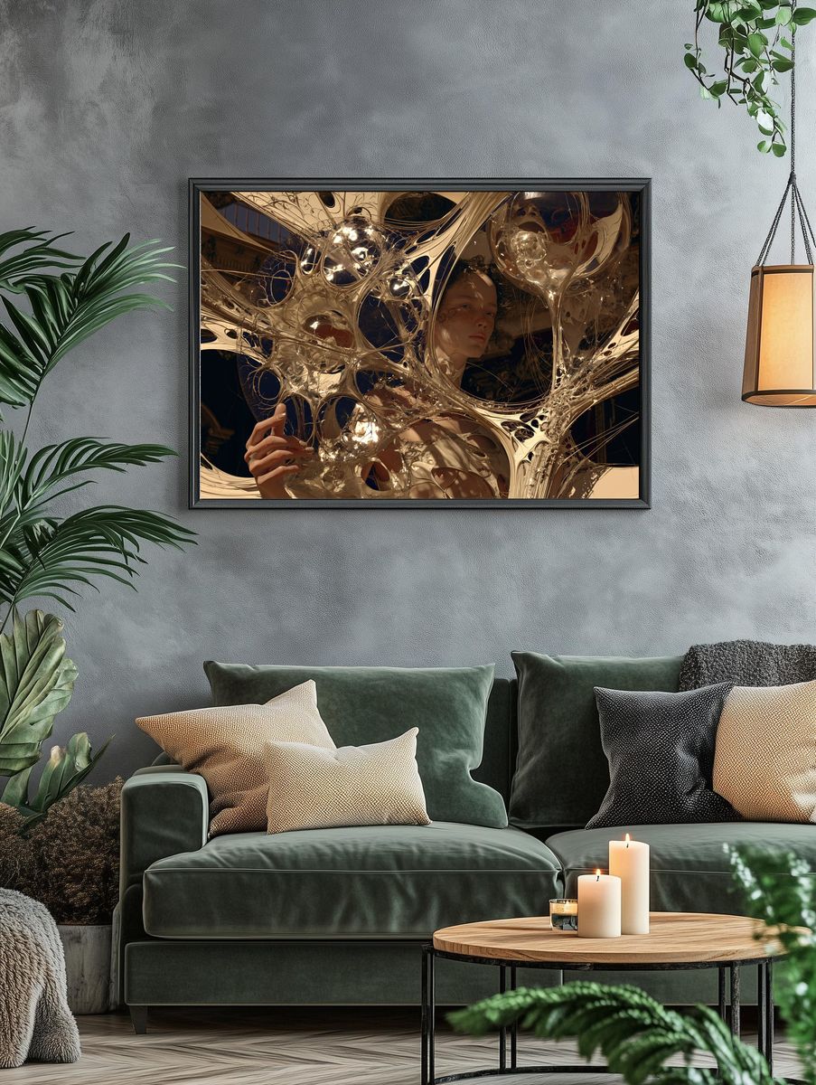 Surreal Metallic Portrait Print. — room view 4