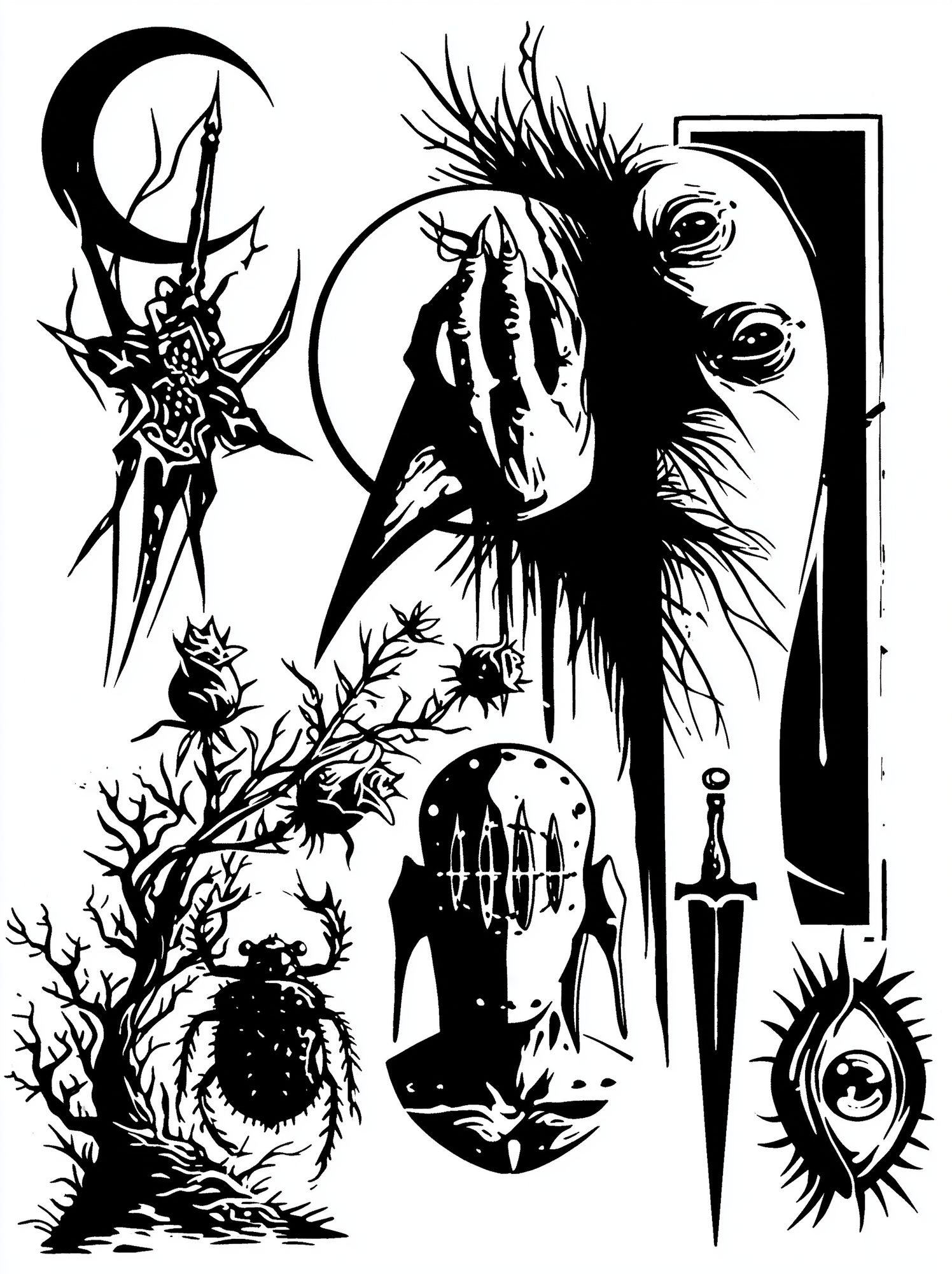 Dark Surreal Ink Illustration Poster. poster detail