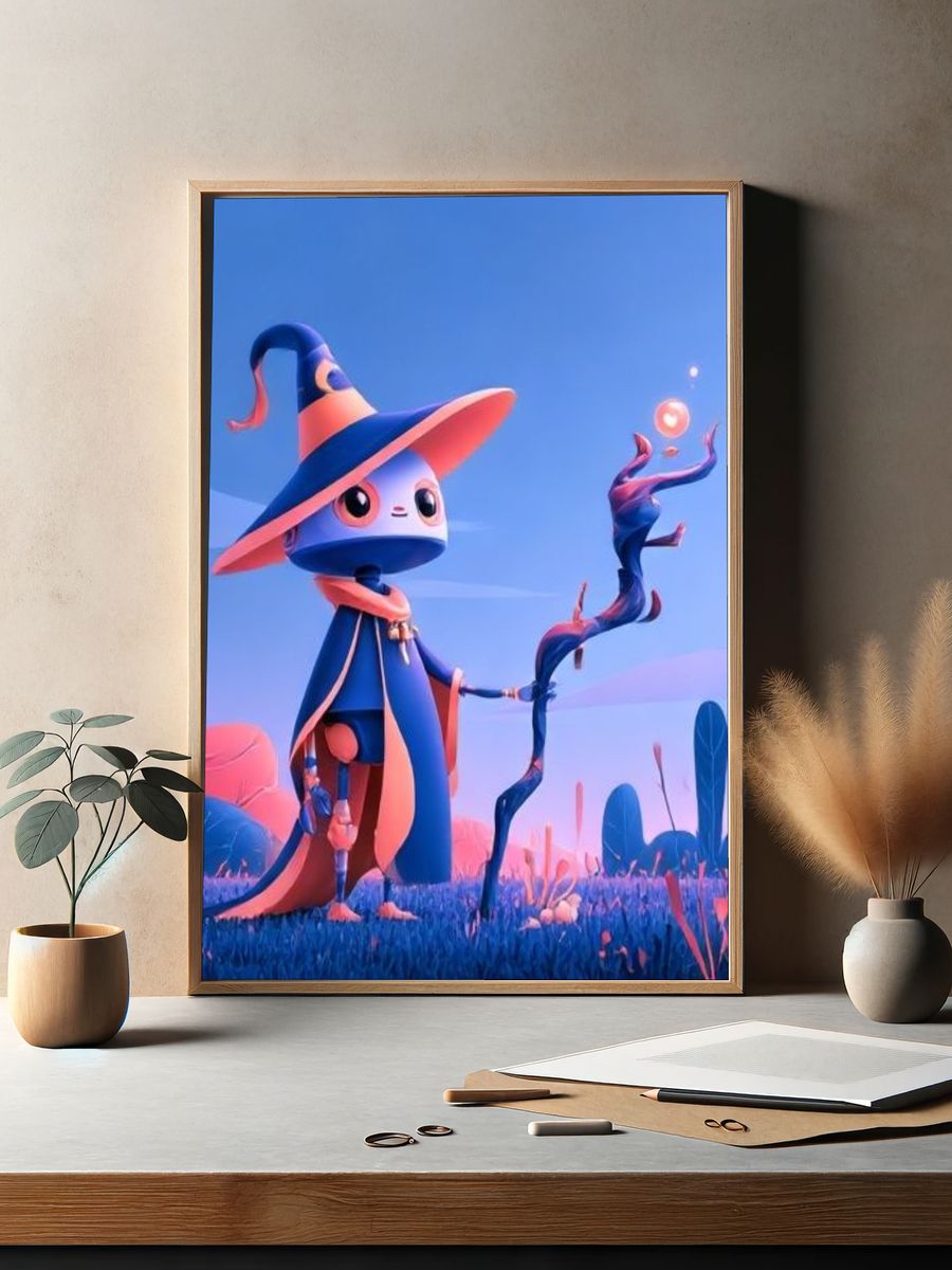 Wizard Character Digital Art Poster. — room view 2