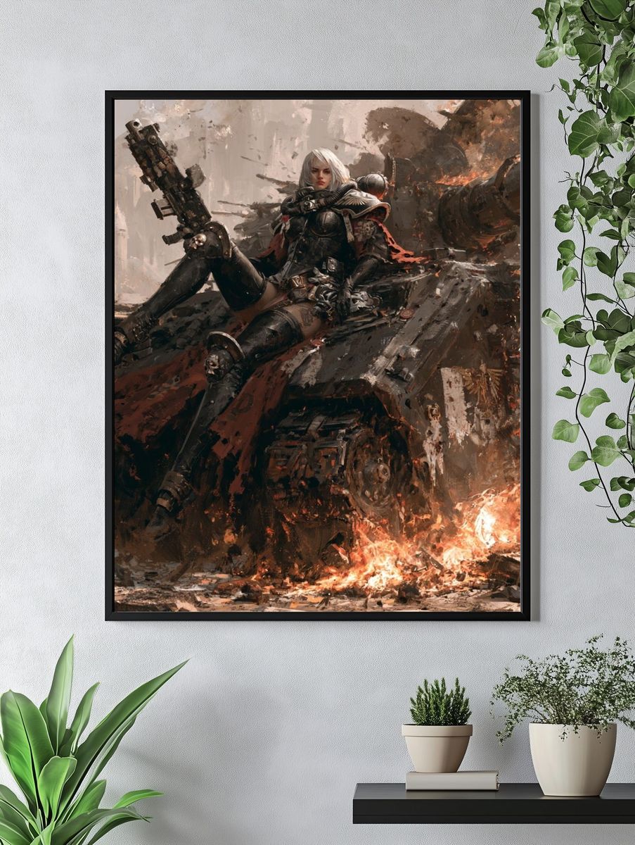 Armored Warrior on Tank — Digital Art Print. — room view 4