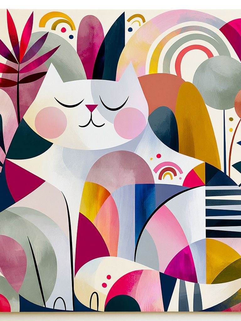 Sleeping Cat Abstract Illustration Poster. poster — illustration art