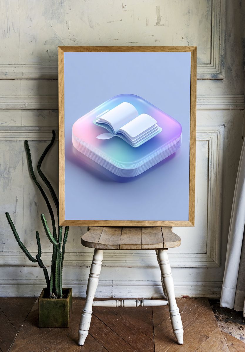 Open Book Pastel Illustration Poster. room preview