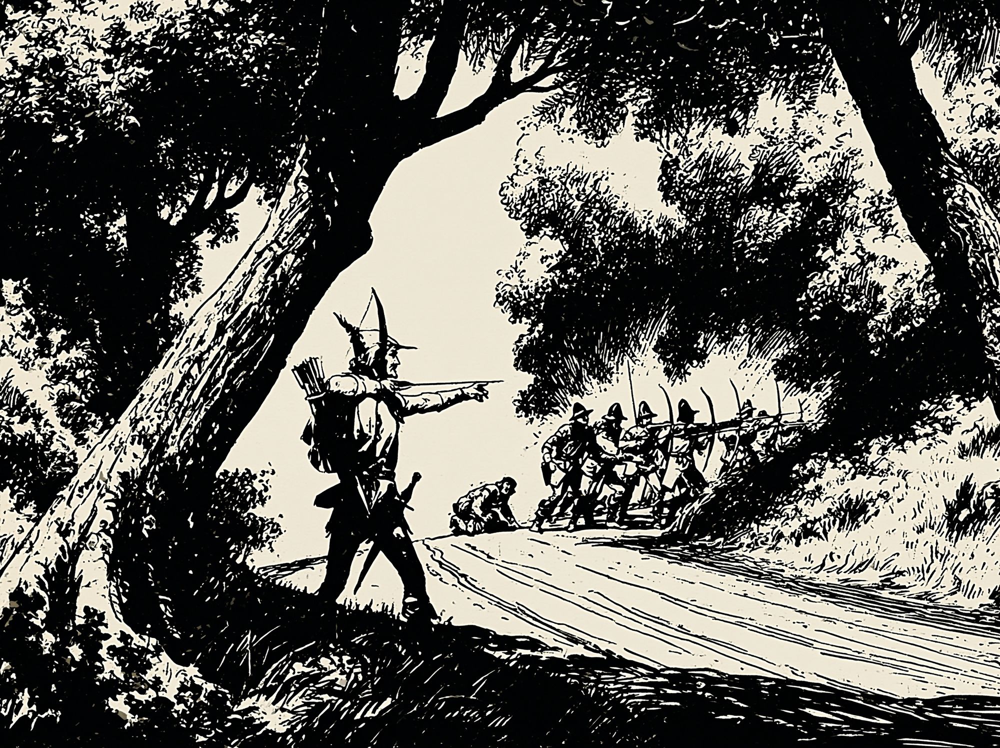 Forest Ambush Ink Illustration Poster. poster detail