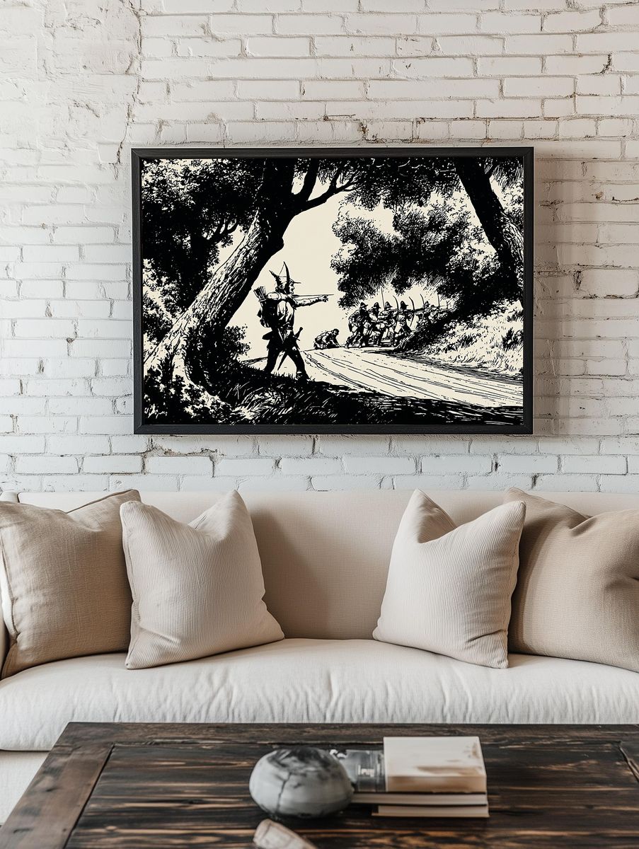 Forest Ambush Ink Illustration Poster. — room view 1