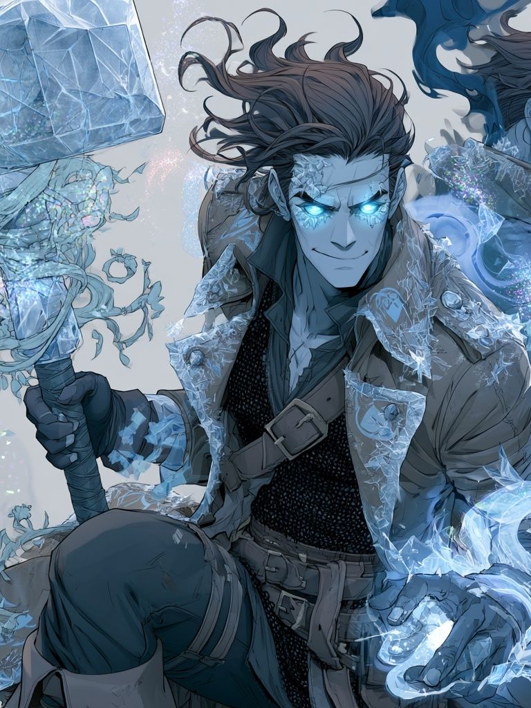 Ice Mage Fantasy Illustration Poster. poster detail