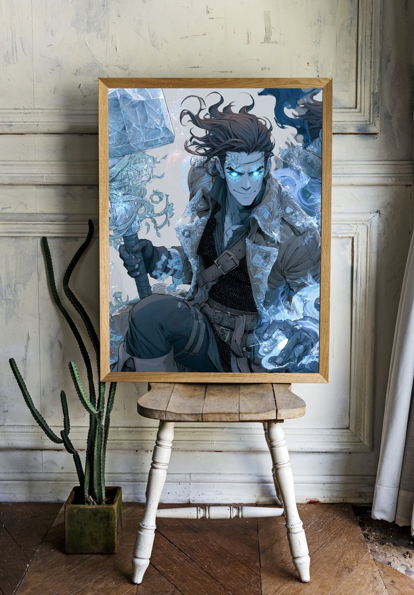 Ice Mage Fantasy Illustration Poster. — room view 1
