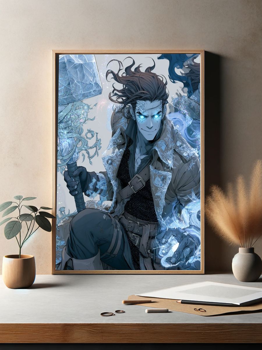 Ice Mage Fantasy Illustration Poster. — room view 2