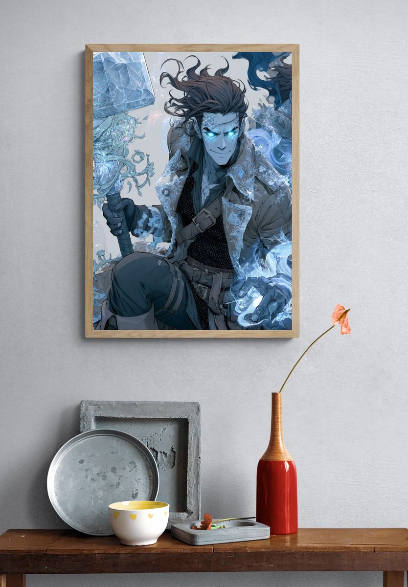 Ice Mage Fantasy Illustration Poster. — room view 3