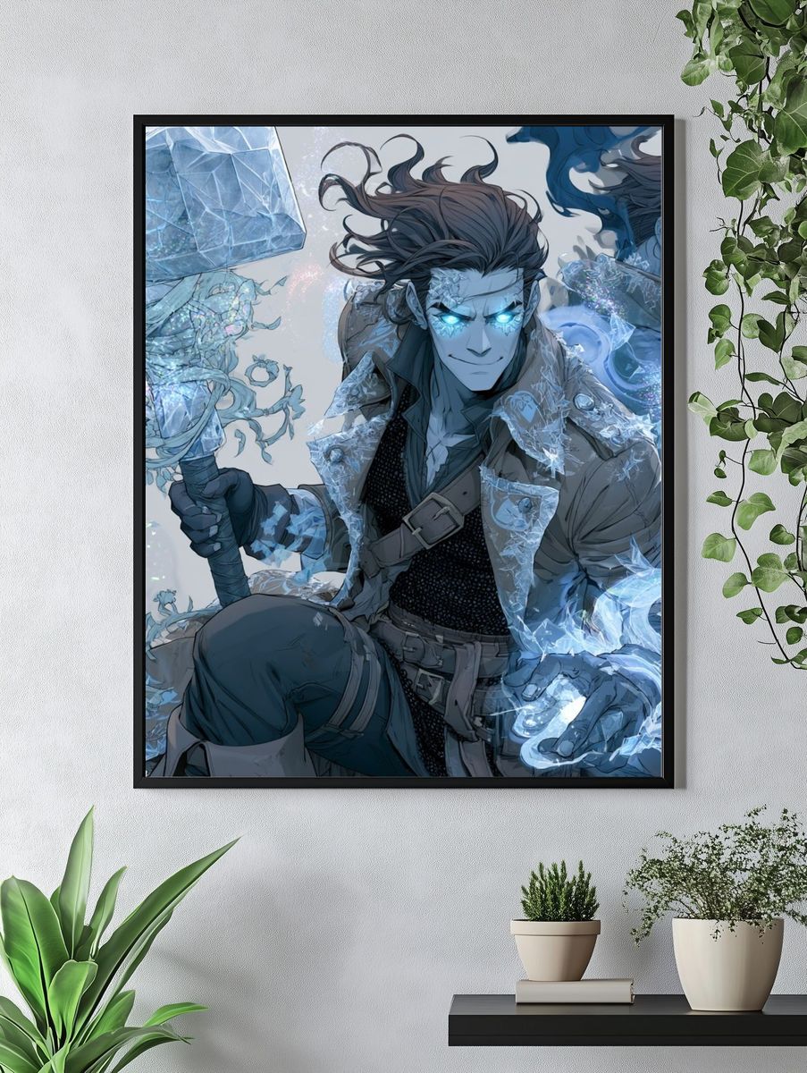Ice Mage Fantasy Illustration Poster. — room view 4