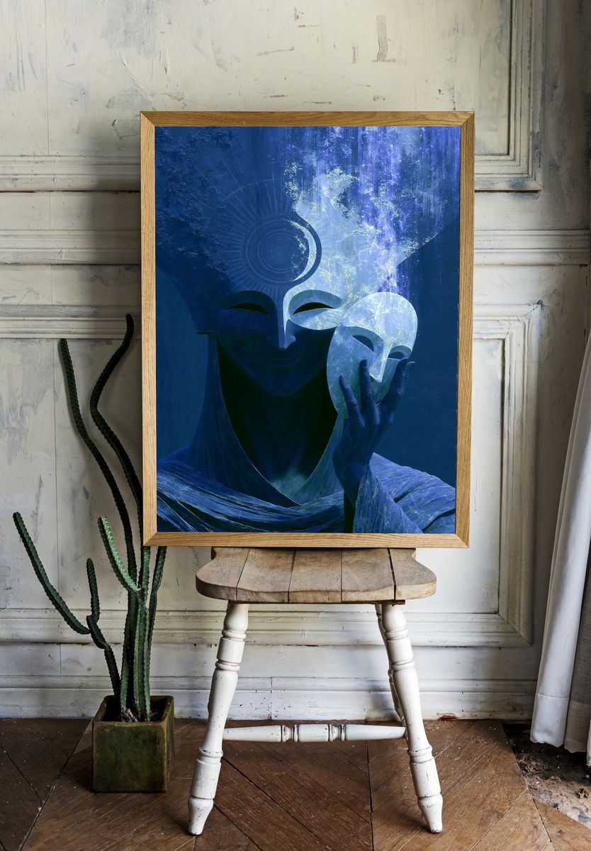 Mystic Mask Digital Art Poster. room preview