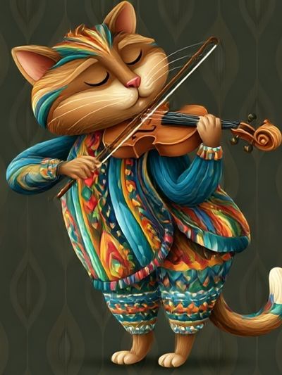 Cat Violinist Illustration Poster. poster print