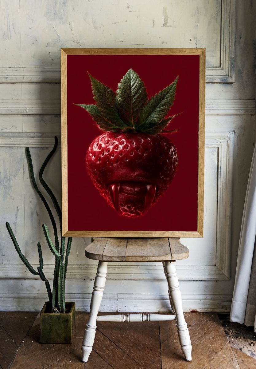 Strawberry Vampire Illustration Poster. — room view 1