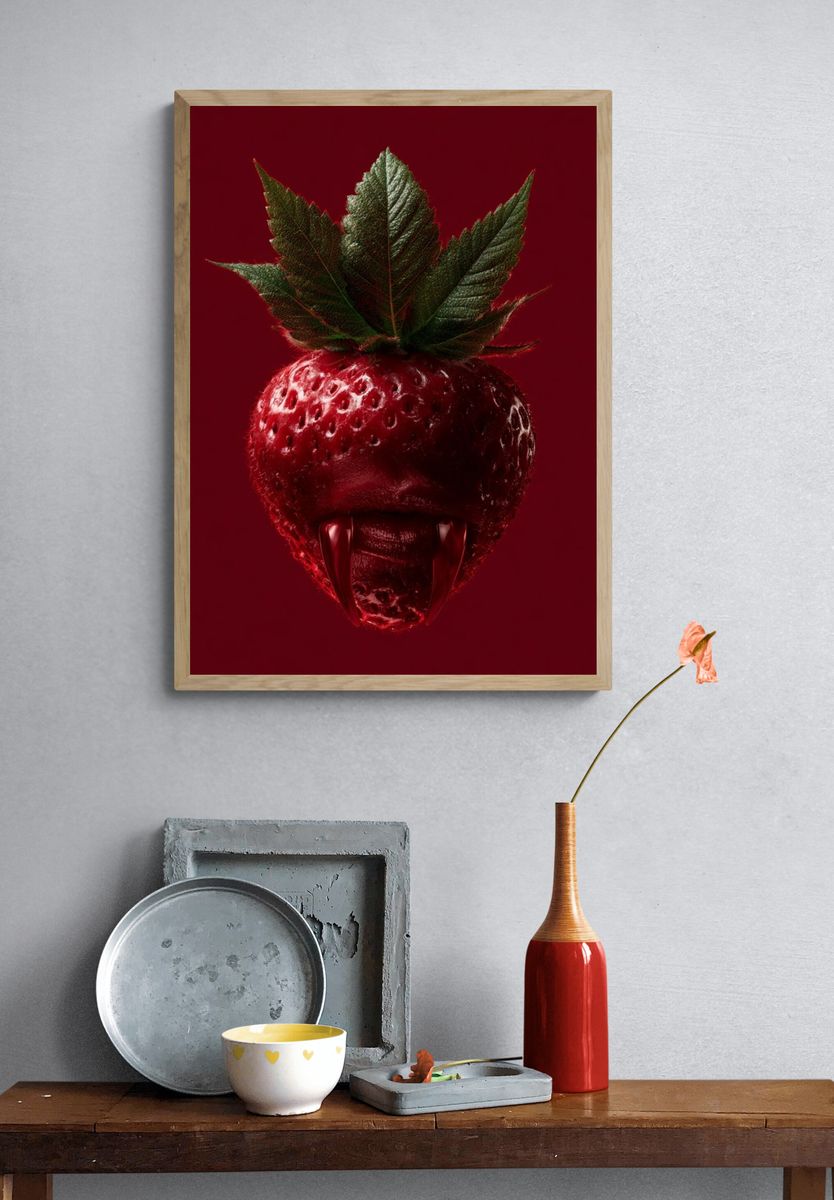 Strawberry Vampire Illustration Poster. — room view 3