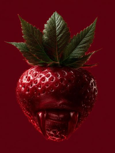 Strawberry Vampire Illustration Poster. poster