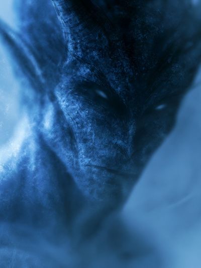 Blue Alien Face Abstract Print. poster