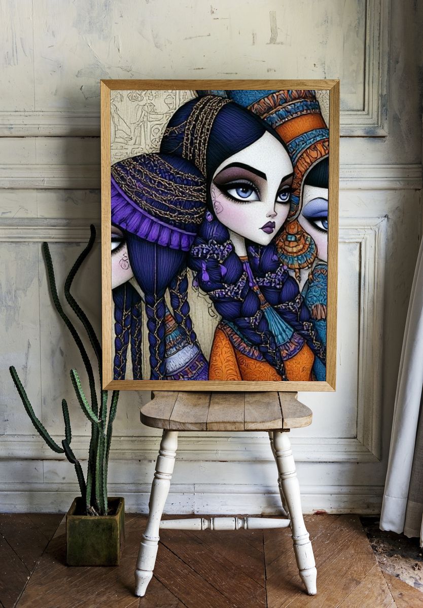 Egyptian Dolls Illustration Poster. room preview