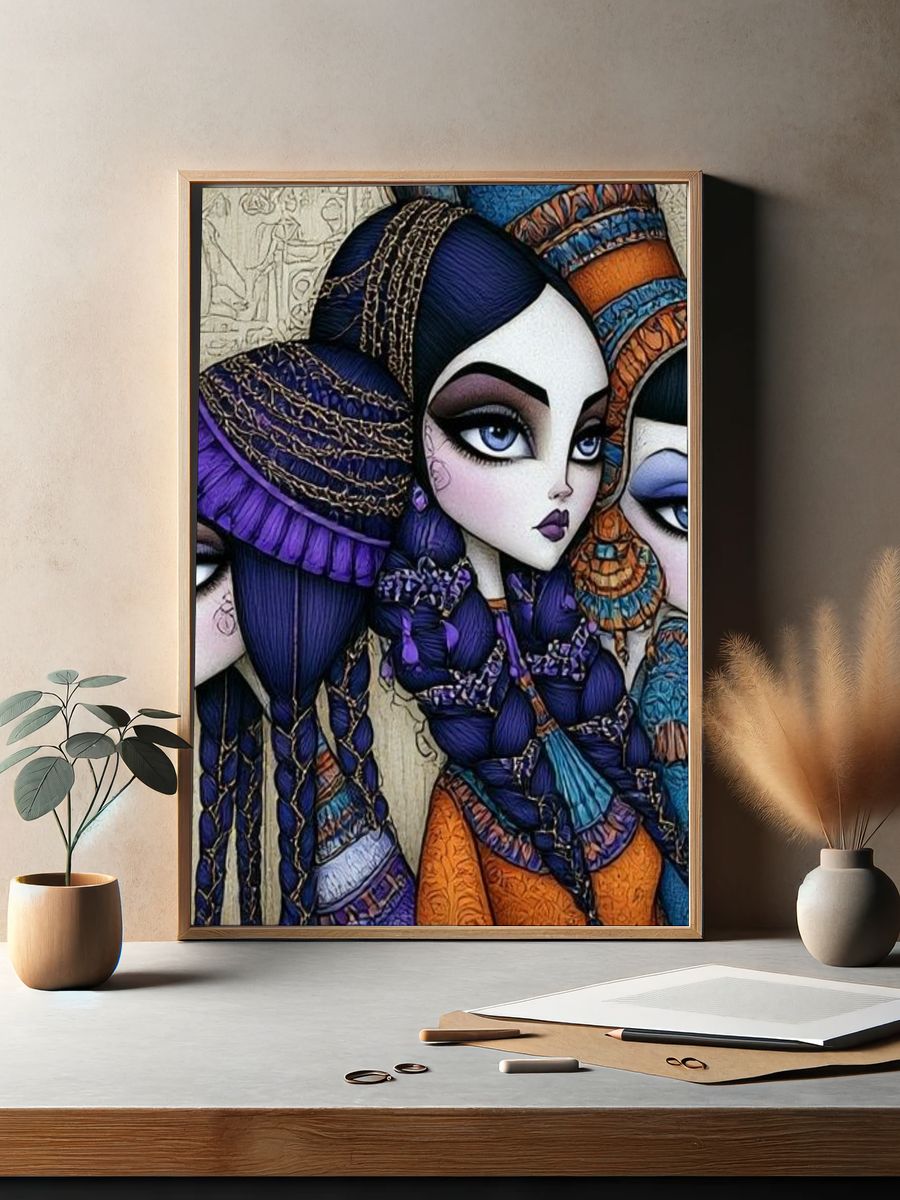 Egyptian Dolls Illustration Poster. — room view 2