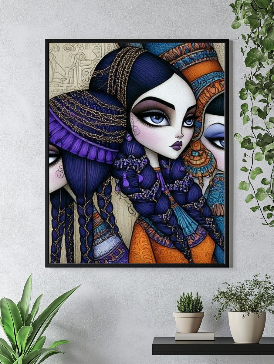 Egyptian Dolls Illustration Poster. — room view 4