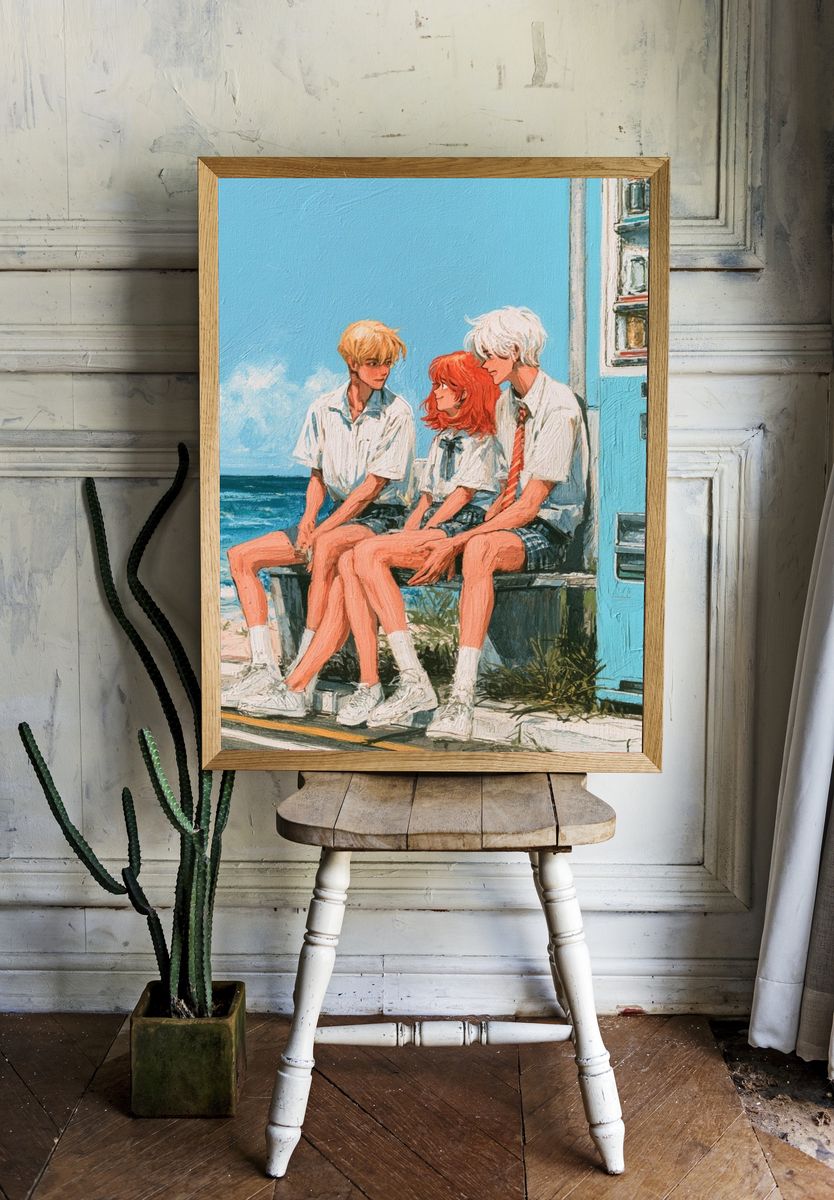 Beachside Friends Illustration Poster. — room view 1