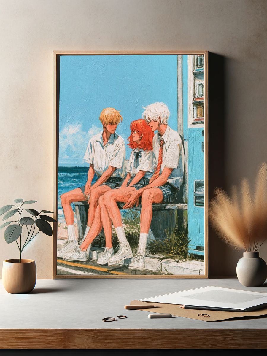 Beachside Friends Illustration Poster. — room view 2