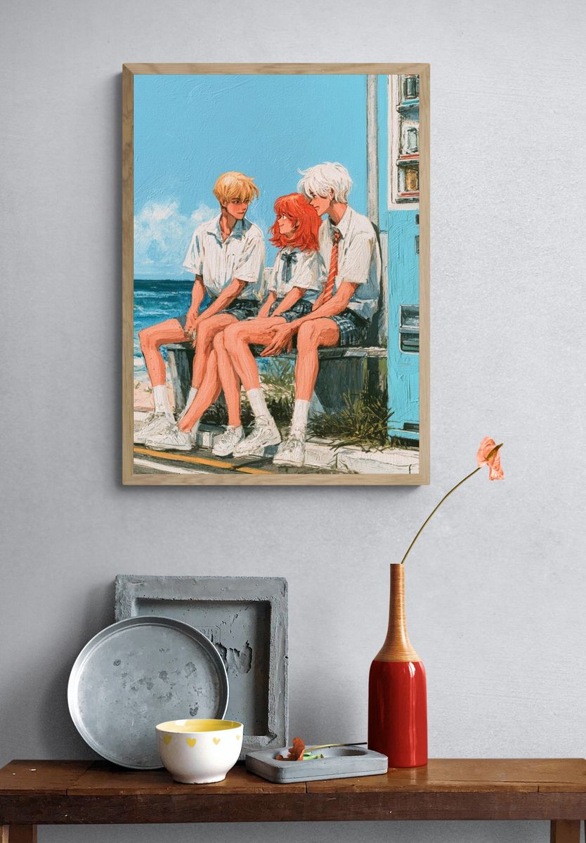 Beachside Friends Illustration Poster. — room view 3