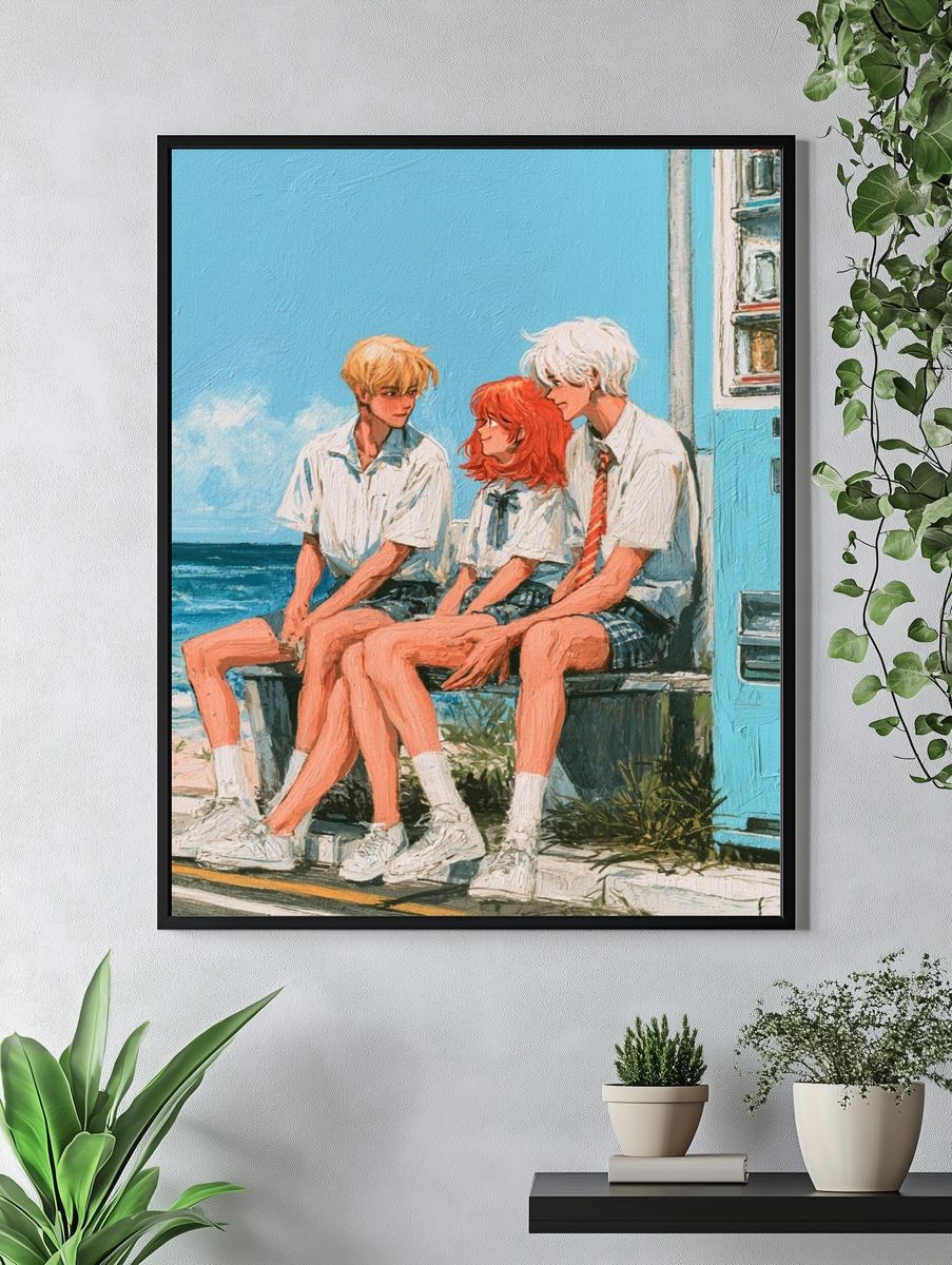 Beachside Friends Illustration Poster. — room view 4