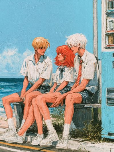 Beachside Friends Illustration Poster.